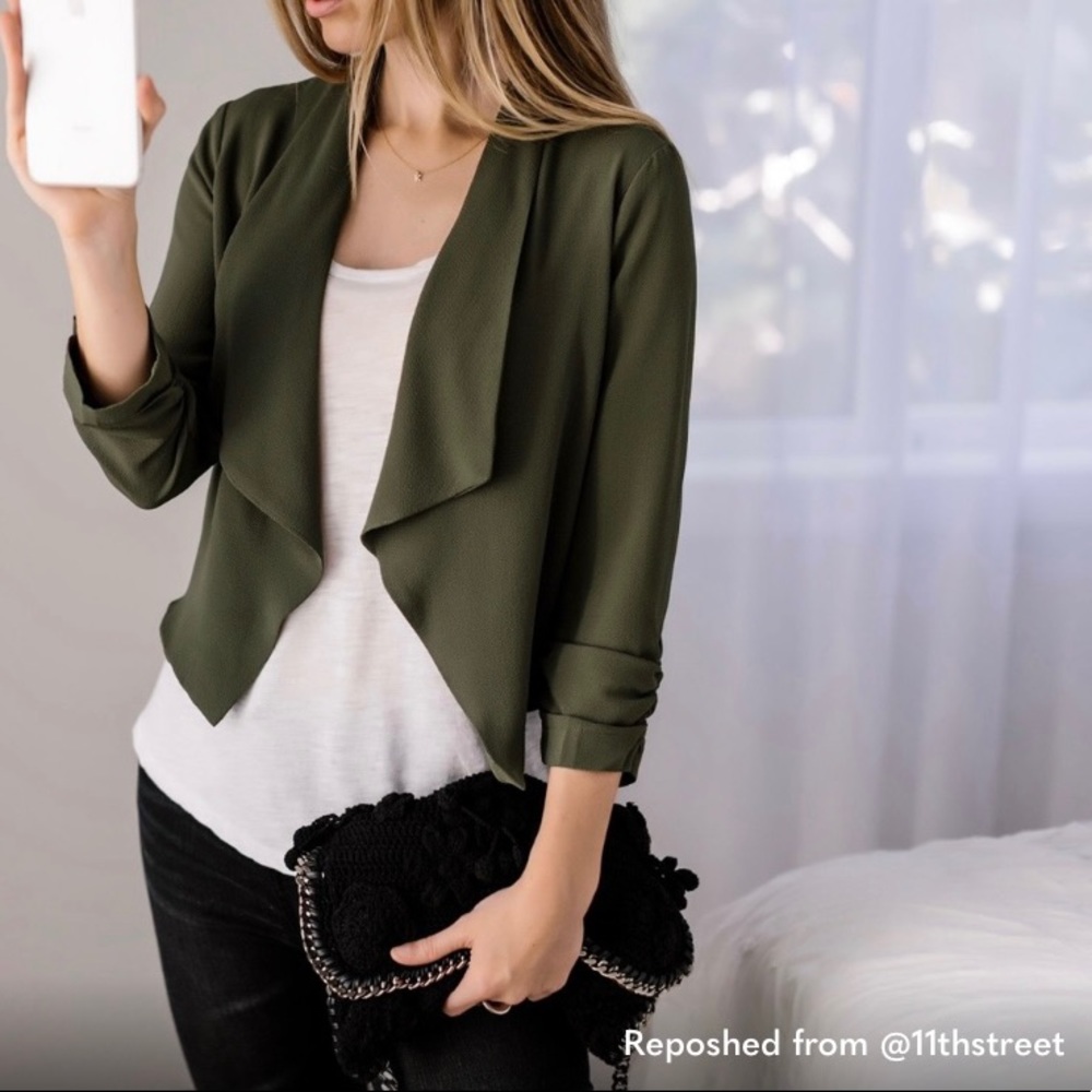Iris olive green draped jacket